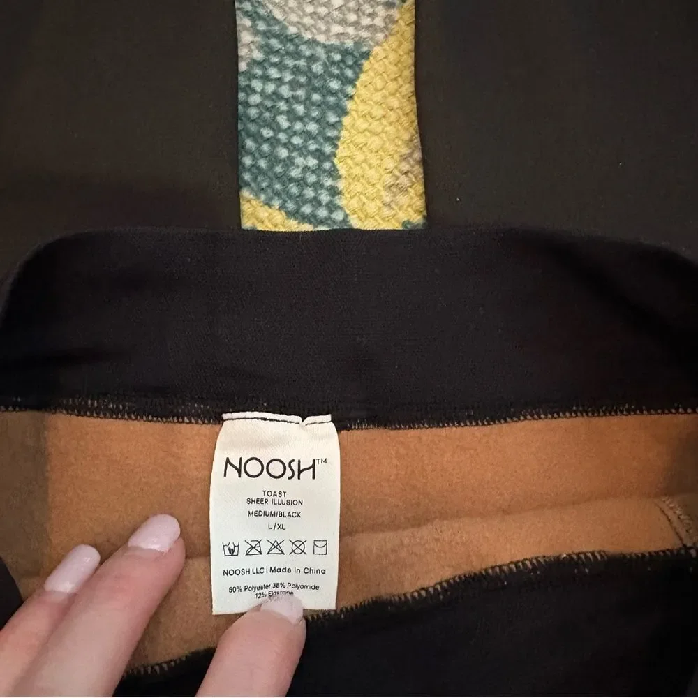 NWOT Noosh Toast Sheet Illusion Medium Black  Tights L/XL